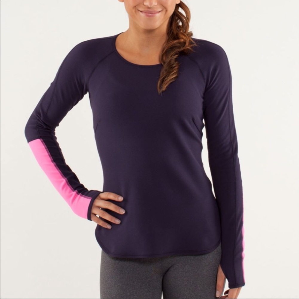 Lululemon Runder Under Reversible Long Sleeve Raspberry Glo Lite RULU Sz Small - Picture 6 of 16